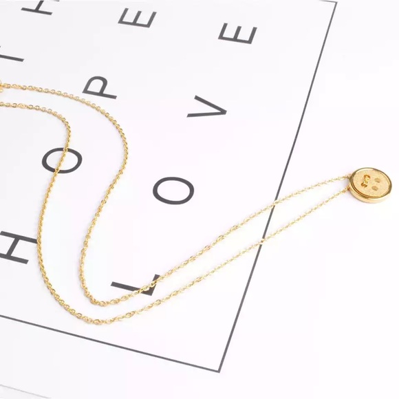 Stainless Steel Tiny Button Necklace - Picture 2 of 6